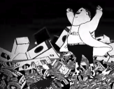 Man on trash mountain